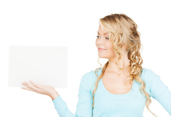 Image showing woman with blank board