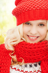 Image showing teenage girl in red hat and scarf