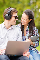 Image showing students or teenagers with laptop computers