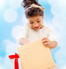 Image showing happy child girl with gift box