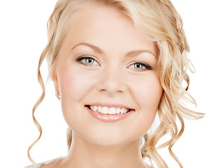 Image showing face of happy woman with long hair