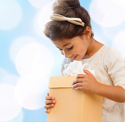 Image showing happy child girl with gift box