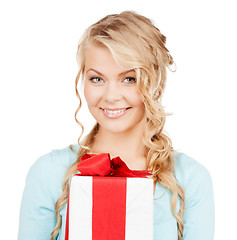 Image showing happy woman with gift box