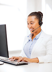 Image showing african female helpline operator