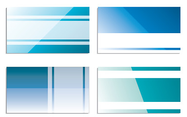 Image showing Blue business cards with color stripes 