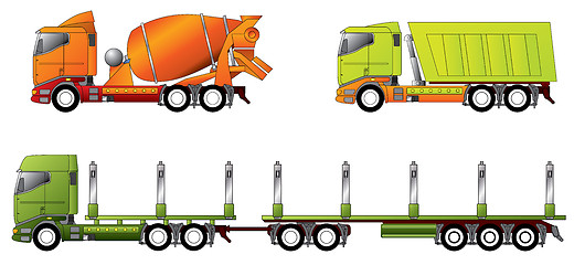 Image showing Construction and timber truck 