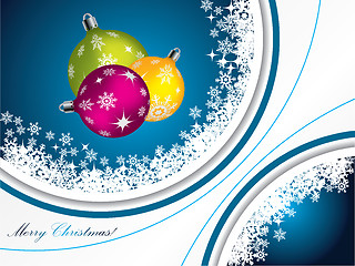 Image showing Blue christmas greeting with decorations 