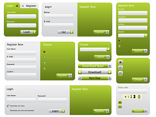 Image showing Various green website form set 