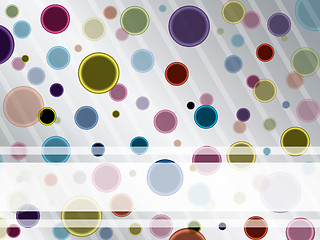 Image showing Cool dots on gray striped backdrop 