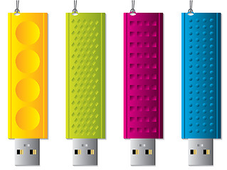 Image showing Various usb sticks with ropes