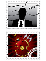 Image showing Set of two post stamps 