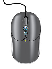 Image showing Dark and shiny mouse with cord