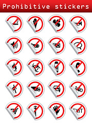 Image showing Prohibitive stickers for various places 