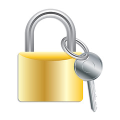 Image showing Padlock with key