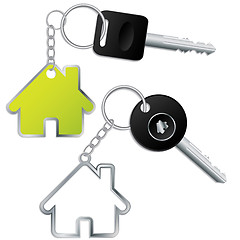 Image showing Keys with house shaped keyholders