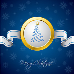 Image showing Christmas ribbon card in blue 