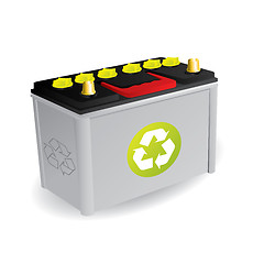 Image showing Recyclable car battery with sign