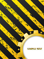 Image showing Ripped striped background with cogwheel 