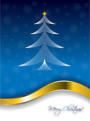 Image showing Blue christmas greeting with tree design 