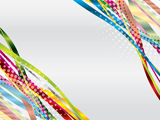 Image showing Halftones & color ribbons background design 