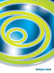 Image showing Green abstract rings on blue backdrop