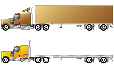 Image showing American conventional truck with trailer