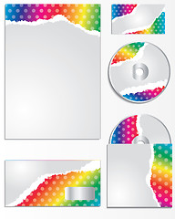 Image showing Rainbow colored torn paper business set 