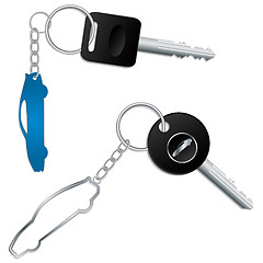 Image showing Keys with car shaped keyholders 