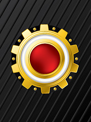 Image showing Red button with cogwheel background design 