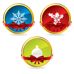 Image showing Christmas buttons with bow and ribbon 