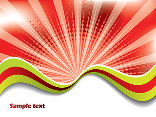 Image showing Abstract red background with colored waves 