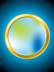 Image showing Meshed golden ring with blue backdrop 