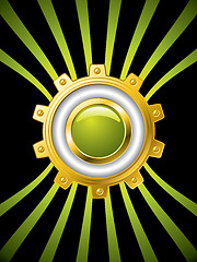 Image showing Golden cogwheel with button 