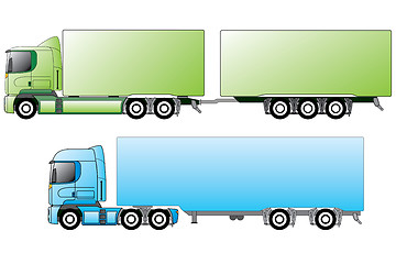 Image showing European trucks with different trailers 