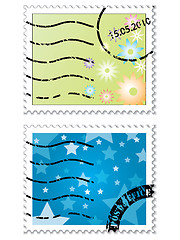 Image showing Cool flowers and stars stamp designs