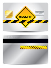 Image showing Credit card with danger sign 