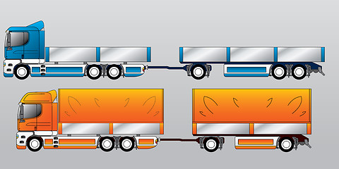 Image showing Truck with two and three axle trailers 