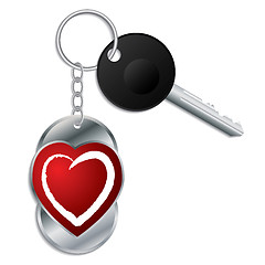 Image showing Heart design keyholder with key 