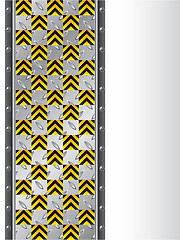 Image showing Metallic plate with warning signs background