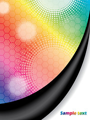 Image showing Halftone dots on rainbow backdrop 