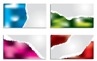 Image showing Torn color business card set 