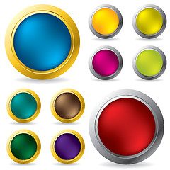 Image showing Glossy gold and silver framed buttons 