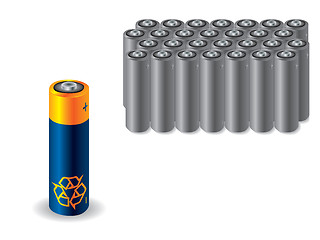 Image showing Recyclable battery vs old batteries 