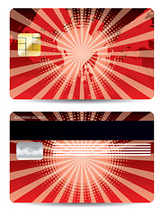 Image showing Red credit card design with map