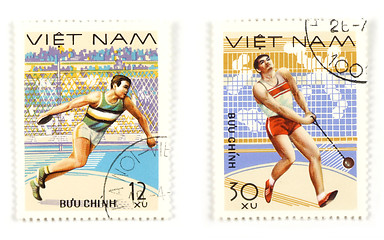 Image showing Sports and athletics on post stamps