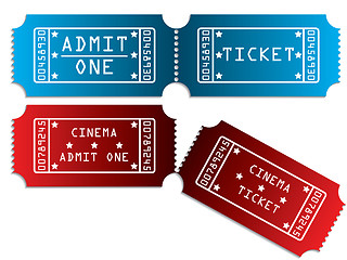 Image showing Various tickets in red and blue