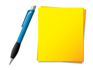 Image showing Sticky note with ballpen 