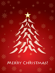 Image showing Red christmas card with tree 