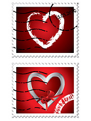 Image showing Red stamps with love symbol 