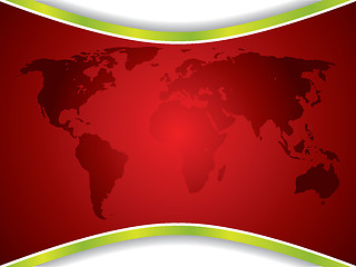 Image showing Red map backdrop with green lines